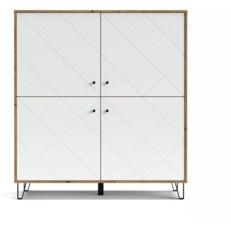 Mobile Soggiorno Salvaspazio Bollo 123x40x135 cm Rovere Artisan/Bianco - 4 Ante