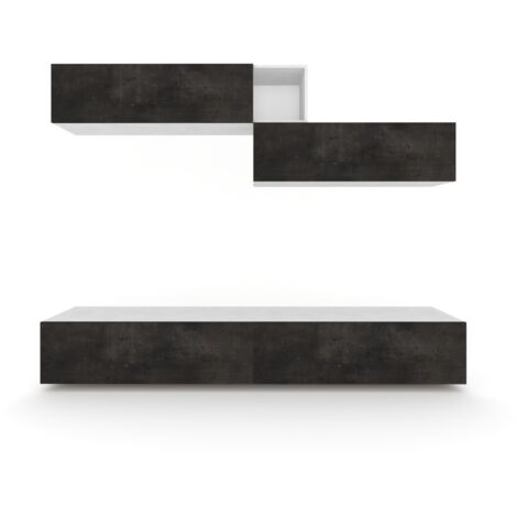 Mobile Soggiorno,Parete Attrezzata TV 247x202 cm, Bianco/Nero Mobile già montato