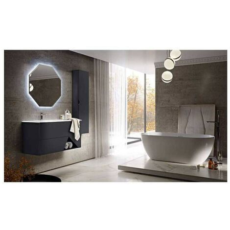 Mobile Sospeso 1973 - Dimensione 105 cm - Verde Opaco - 2 Cassetti e 1 anta - Lavabo in Resina