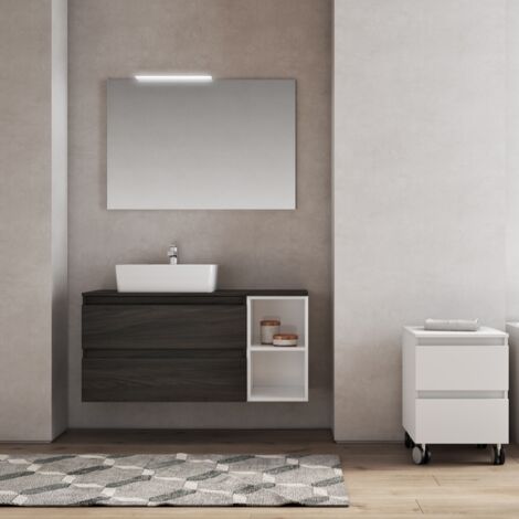 Mobile sospeso bagno 111 cm con lavabo e doppio cassettone olmo caffe' CUBE3