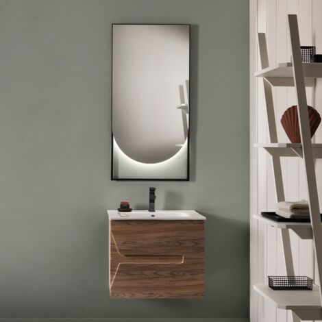 Mobile sospeso bagno HAITI 70 cm 2 cassetti Tek