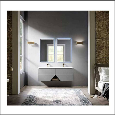 Mobile Sospeso - Dimensione 70 cm - 2 Cassetti - Chiusura Silenziosa - Lavabo in Resina - Colori vari