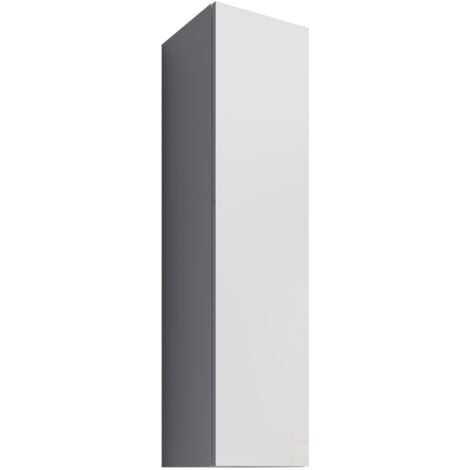 MB MOEBEL Mobile Soggiorno Vetrina Salotto Sala da Pranzo Sospeso Stilo Moderno Vetrinetta Pensile 1 ante 4 scomparti Bianco Finitura Lucida 30x180x30cm Modello Aitana O2