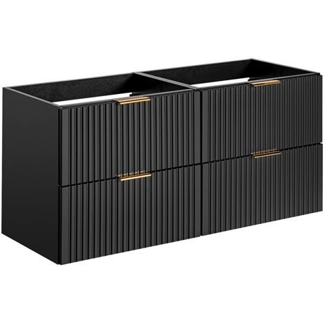 Mobile sotto lavabo scanalato L120 cm Nero - ZEVARA