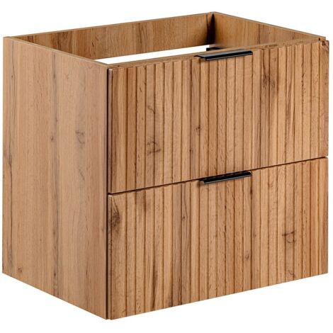 Mobile sotto lavabo sospeso a righe L60 cm Naturale chiaro - ZEVARA