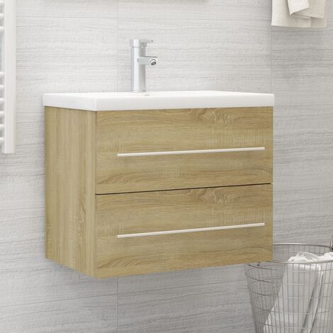 EASYCOMFORT Mobiletto Bagno a 2 Cassetti in Truciolato con Lavabo