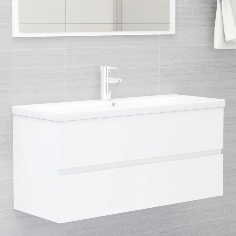 Image of Mobile Sottolavabo, Armadietto Sottolavabo, Mobile base lavabo Bianco 100x38,5x45 cm in Truciolato HWQ83564 Maisonchic