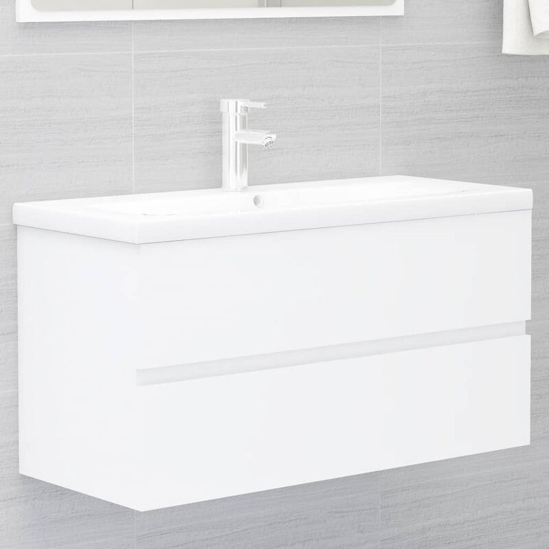 Image of Mobile Sottolavabo, Armadietto Sottolavabo, Mobile base lavabo Bianco 90x38,5x45 cm in Truciolato HWQ40135 MaisonChic