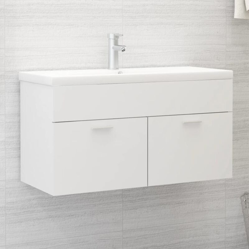 Image of Maisonchic - Mobile Sottolavabo, Armadietto Sottolavabo, Mobile base lavabo Bianco 90x38,5x46 cm in Truciolato HWQ66483