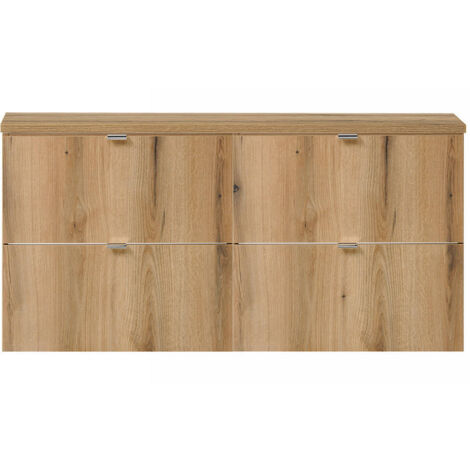 Mobile Sottolavabo Doppio NEWPORT da Parete a 4 Cassetti 120x60x40 cm - Effetto Rovere [en.casa]