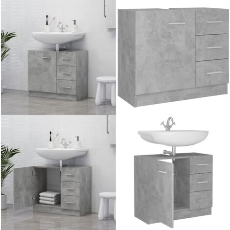 Mobile Sottolavabo Grigio Cemento 63x30x54 cm Legno Multistrato - Armadio da bagno - Armadio in legno multistrato