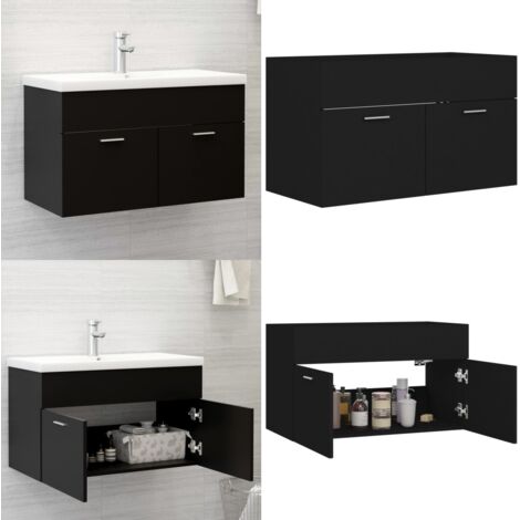 Mobile Sottolavabo Nero 80x38,5x46 cm in Legno Multistrato - Mobile da bagno - Mobile in legno multistrato