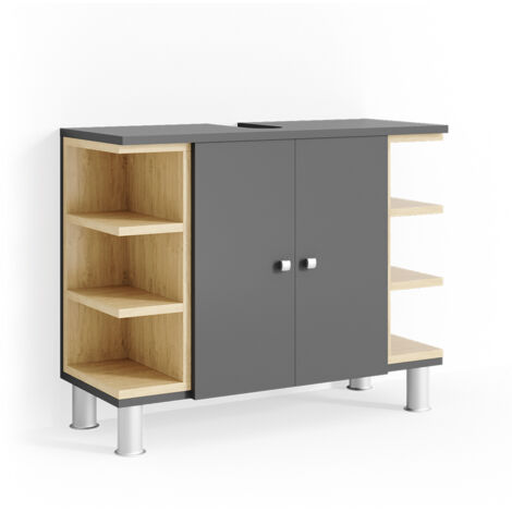Mobile sottolavabo per bagno Aquis, Antracite, 79.6 x 64 cm, Vicco