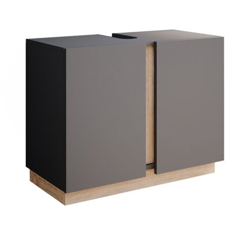 Mobile sottolavabo per bagno Gloria, Antracite, 70.4 x 55.5 cm con 2 porte, Vicco
