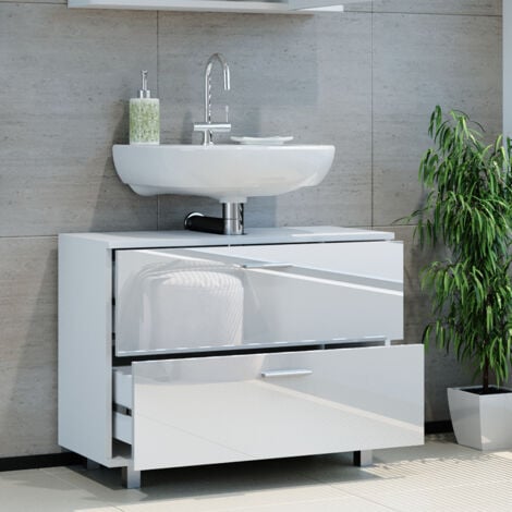 Mobile sottolavabo per bagno Ilias, Bianco lucido, 80 x 60.8 cm, Vicco