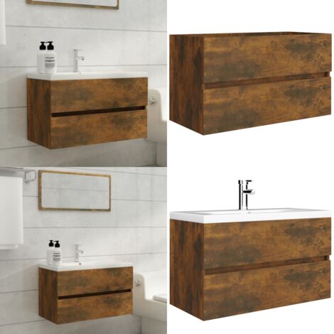 Mobile Sottolavabo Rovere Fumo 80x38,5x45 cm Legno Multistrato - Legno multistrato - Lavabo