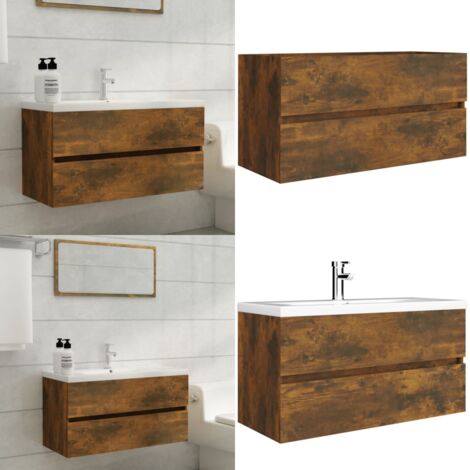 Mobile Sottolavabo Rovere Fumo 90x38,5x45 cm Legno Multistrato - Legno multistrato - Sottolavabo