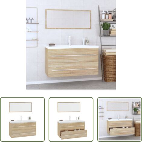 Mobile sottolavabo -  Set Mobili da Bagno 3 pz Rovere Sonoma