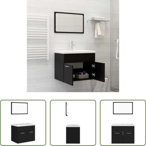 Mobile sottolavabo -  Set Mobili da Bagno Nero in Truciolato