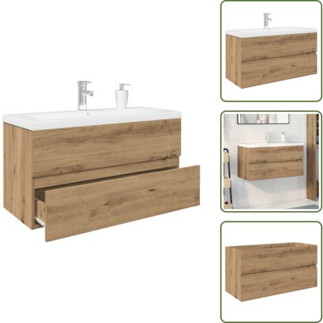 Mobile sottolavabo - vidaXL Mobile Bagno con Lavabo Integrato&Rubinetto Rovere Artigianale - Mobile da bagno con lavabo