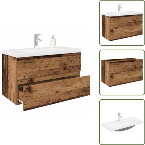 Mobile sottolavabo - vidaXL Mobile da Bagno con Lavabo Integrato e Rubinetto Legno Antico - Lavabo in ceramica