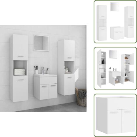 Mobile sottolavabo - vidaXL Set Mobili da Bagno Bianco in Truciolato - Armadietto da bagno