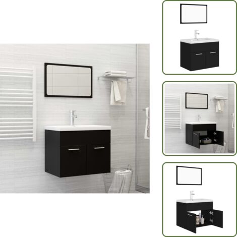 Mobile sottolavabo - vidaXL Set Mobili da Bagno Nero in Legno Multistrato - Set bagno