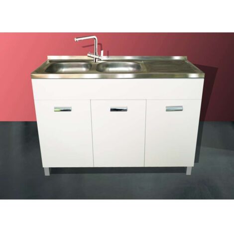 Mobile Sottolavello Bianco 120 cm con 3 Ante e Maniglie Design
