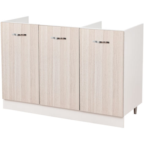 Mobile Sottolavello Cucina Componibile Mobiletto in Legno Colore Olmo con 3 Ante