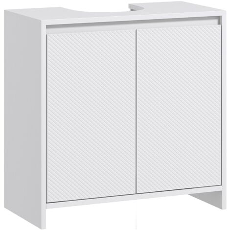Mobile Sottolavello da Bagno 60x30x60cm 2 Ante Decorate Bianco