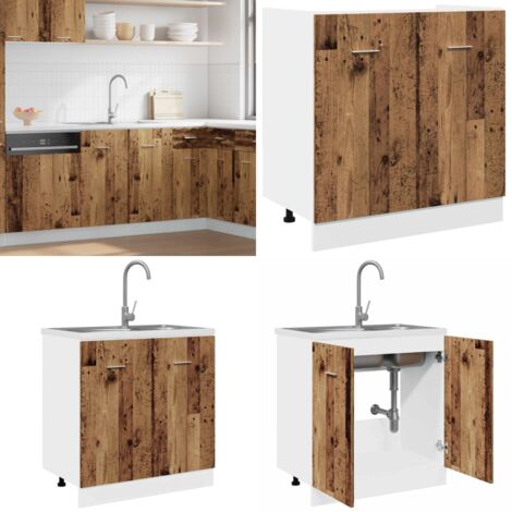 Mobile Sottolavello “Lyon” Legno Antico 80x46x81,5cm - Cucina - Armadio