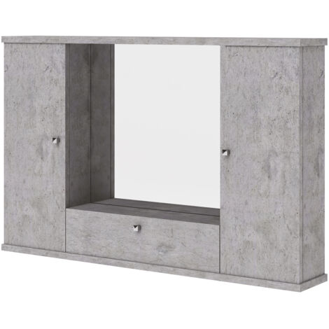 Mobile specchiera bagno grigio cemento 2 ante c-ribalta h.61x93x14 cm