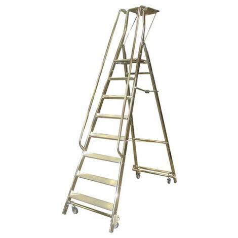Mobile Stehleiter de 8 Stufen - Maximale Arbeitshöhe 3.76m - 19408