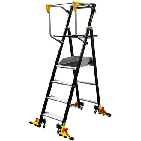Mobile Stehleiter Inox 4 Stufen - Maximale Arbeitshöhe 2.94m - 614934