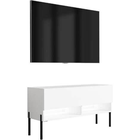 Mobile TV 100 cm Nero opaco / Nero lucido, LED bianco, 100 × 32 × 34 cm