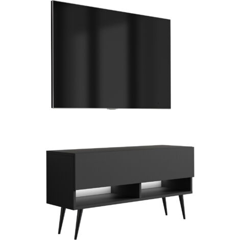 Mobile TV 100 cm Rovere Craft, gambe dritte dorate, LED bianco, 100 × 32 × 52 cm