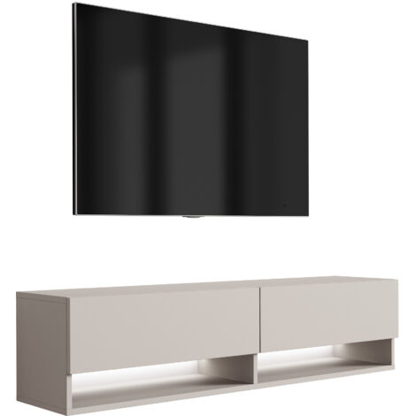 Mobile TV 140 cm Cachemire, gambe dorate inclinate, LED bianco, 140 × 32 × 52 cm