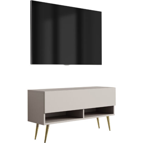 Mobile TV 140 cm Nero opaco, gambe nere inclinate, 140 × 32 × 52 cm