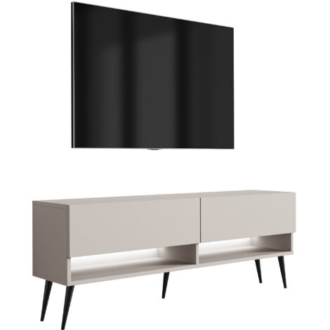 Mobile TV 170 cm Antracite, gambe dritte dorate, LED bianco, 170 × 32 × 52 cm