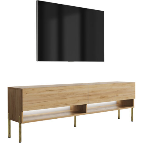 Mobile TV 170 cm Cachemire, gambe dritte nere, LED bianco, 170 × 32 × 52 cm