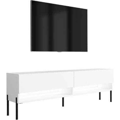 Mobile TV 170 cm Nero opaco / Nero lucido, LED bianco, 170 × 32 × 34 cm