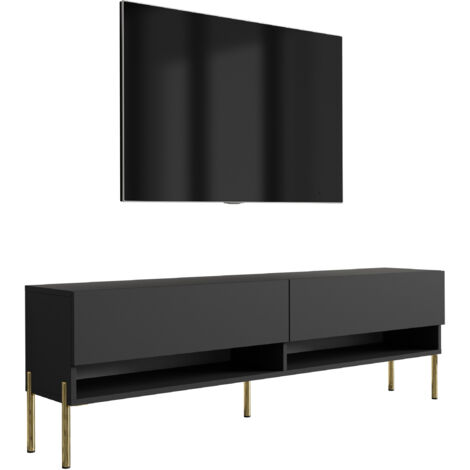 Mobile TV 170 cm Rovere Craft, gambe dritte nere, 170 × 32 × 52 cm