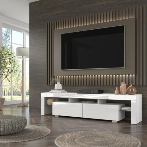 Mobile TV 190x45hx35 Cm Bianco opaco con 2 vani