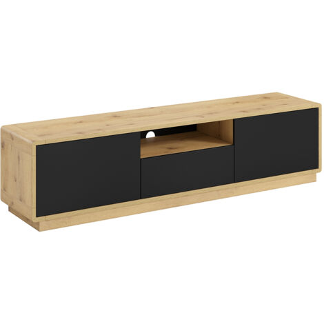 Mobile TV 2 ante 1 cassetto Raven nero opaco e marrone 180cm