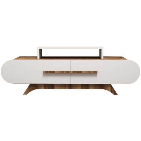 Mobile TV 2 ante decor noce e bianco L145 cm - Rose