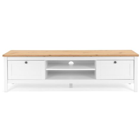Mobile TV 2 cassetti L160 cm - Decorazione bianco e legno