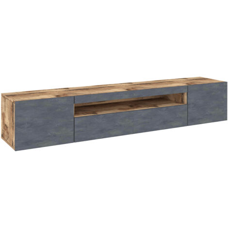 Mobile TV 3 Ante 200x40x36,5 cm Daiquiri Acero Pereira e Ardesia