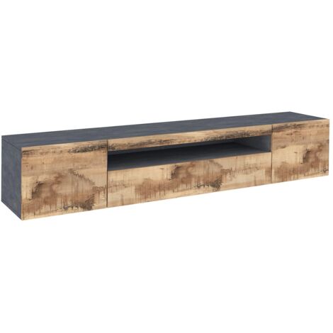 Mobile TV 3 Ante 200x40x36,5 cm Daiquiri Ardesia e Acero Pereira
