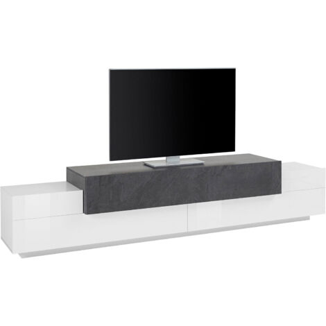 Mobile TV 3 Ante 240x45x51,5 cm Coro Bianco Lucido e Ardesia
