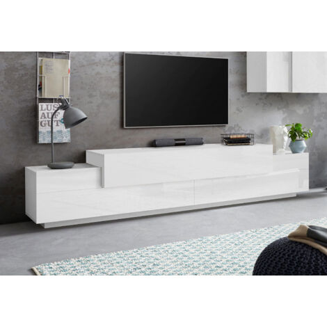 Mobile Tv 3 Ante a Ribalta 240x45x51,5 cm Coro Bianco Lucido/Bianco